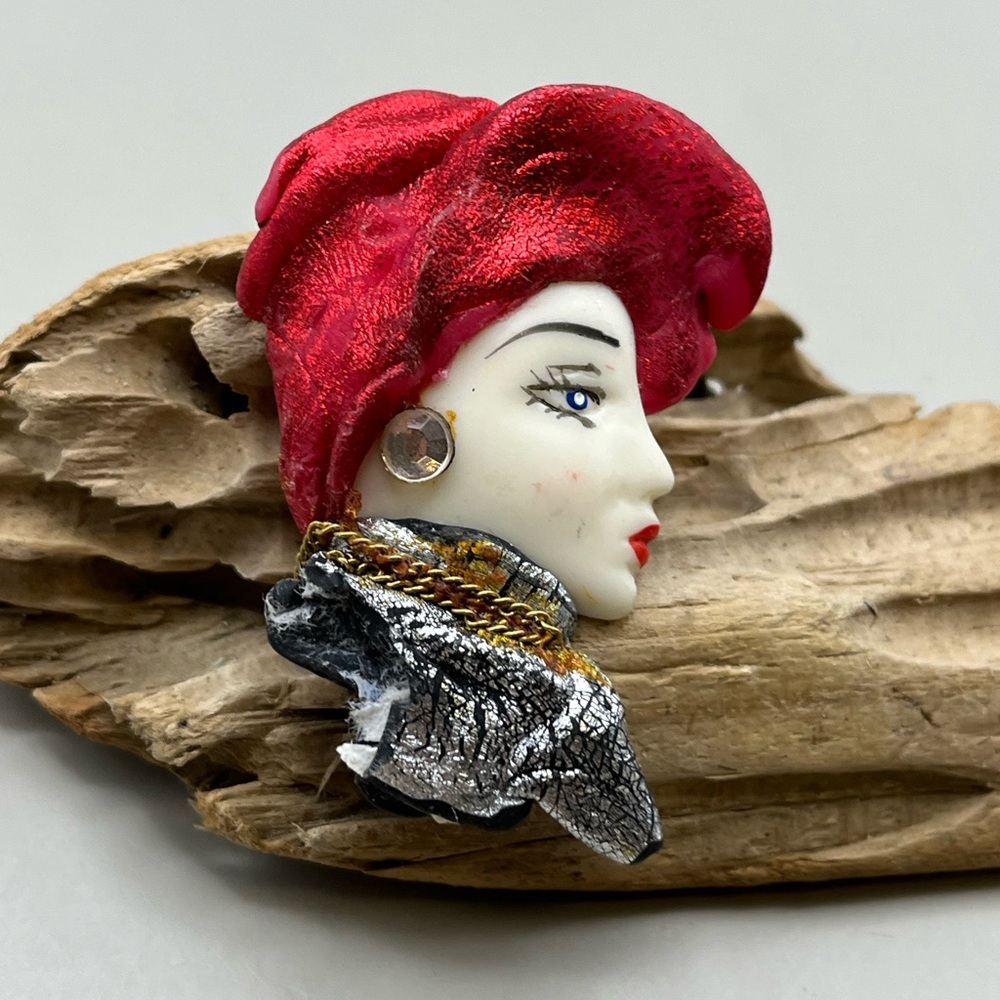 Chic Red and Silver Women's Brooch - Red Hatters Accessory